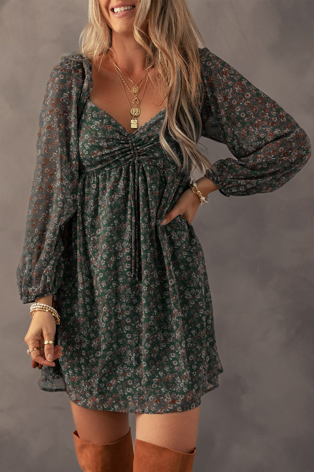 The Kaydence Floral Print Long Sleeve Dress