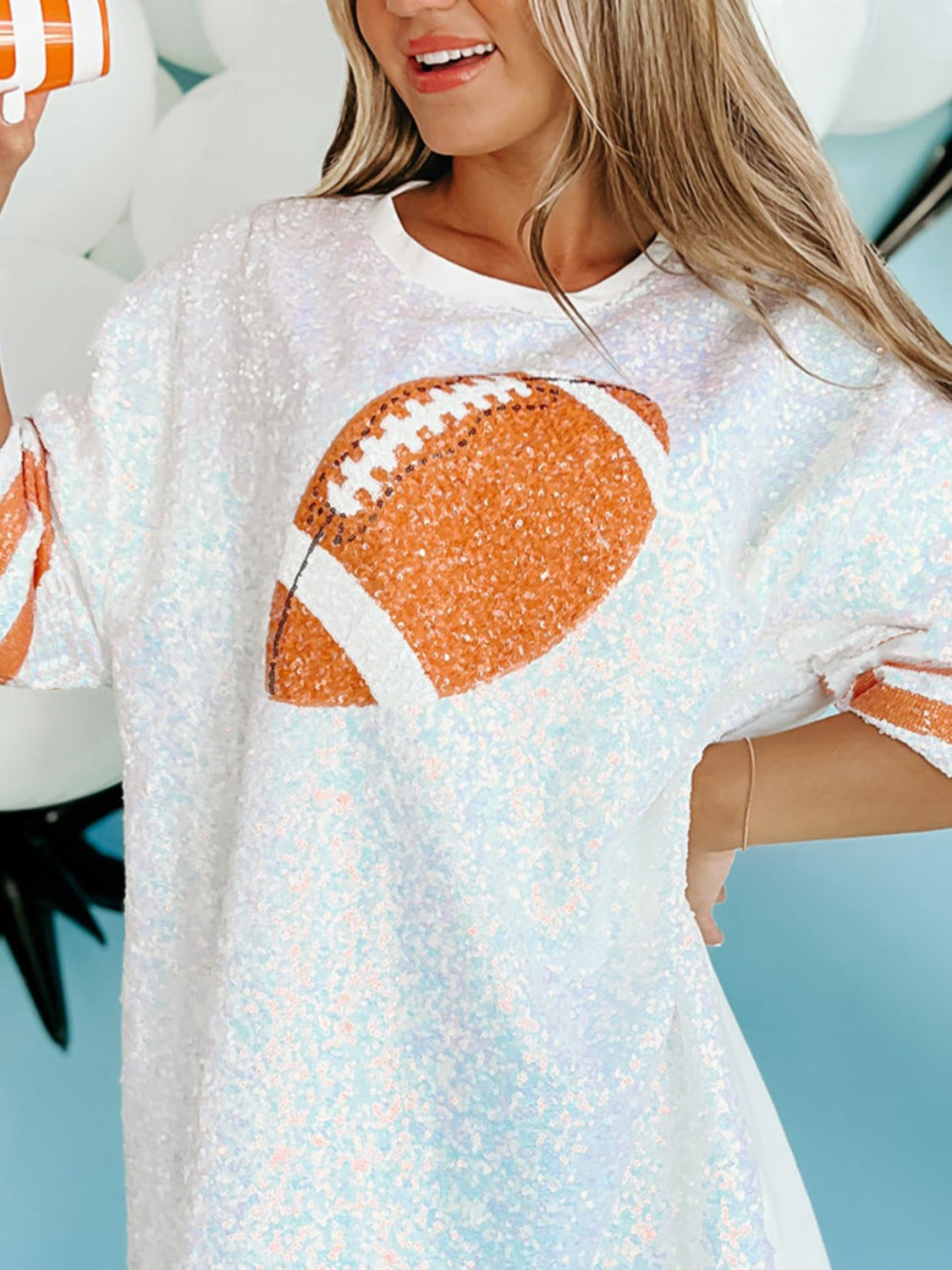 Game Day Football Sequin T-Shirt Dress