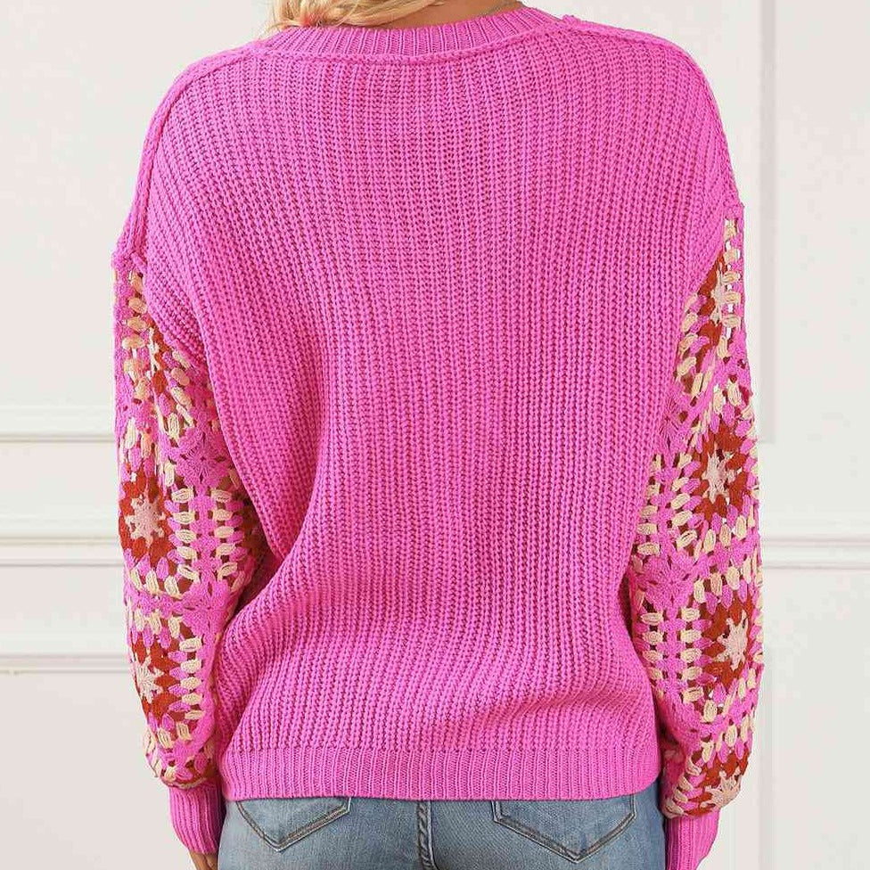 Blushing Babe Crochet Sweater