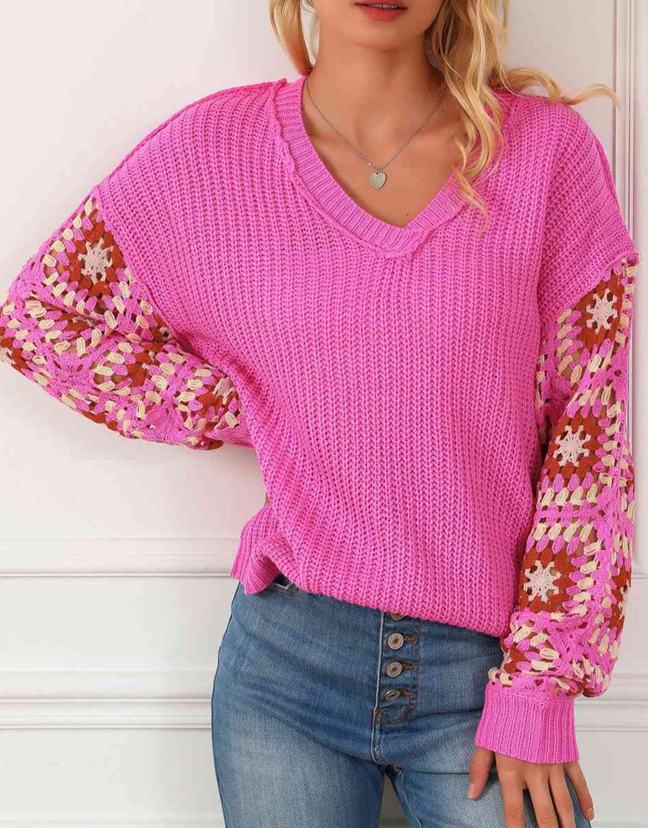 Blushing Babe Crochet Sweater