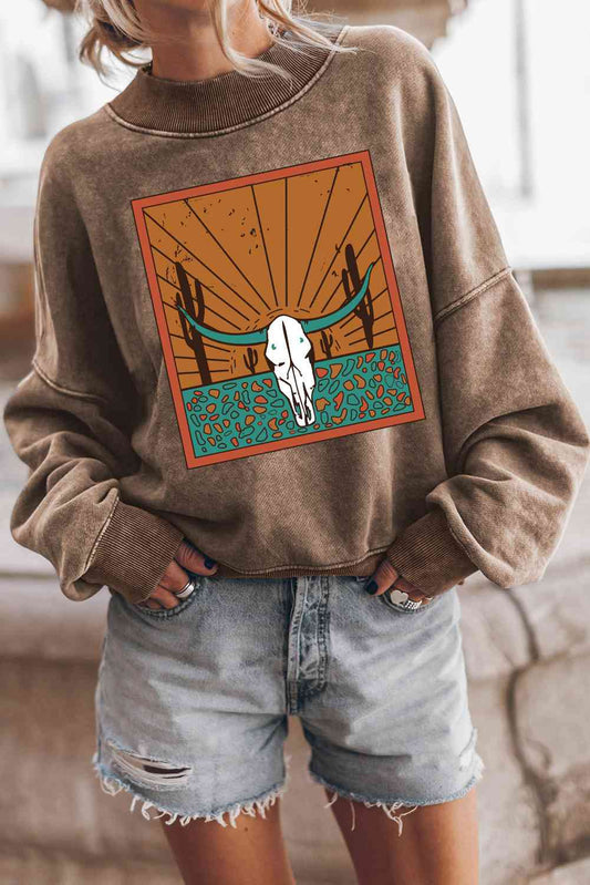 Bull Skull Graphic Sweatshirt