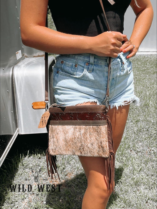 Hope Tooled Leather Cowhide Fringe Purse by Countryside Co.