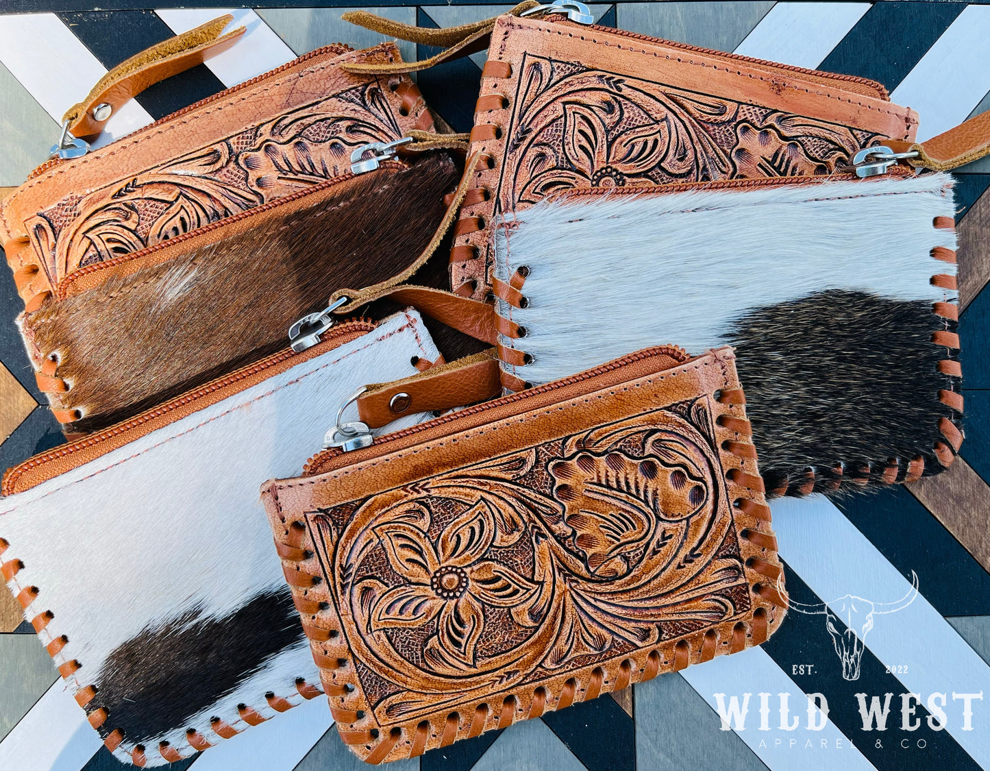 Tooled Leather And Cowhide Coin Purse