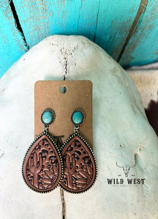 Leather Tooled Earrings