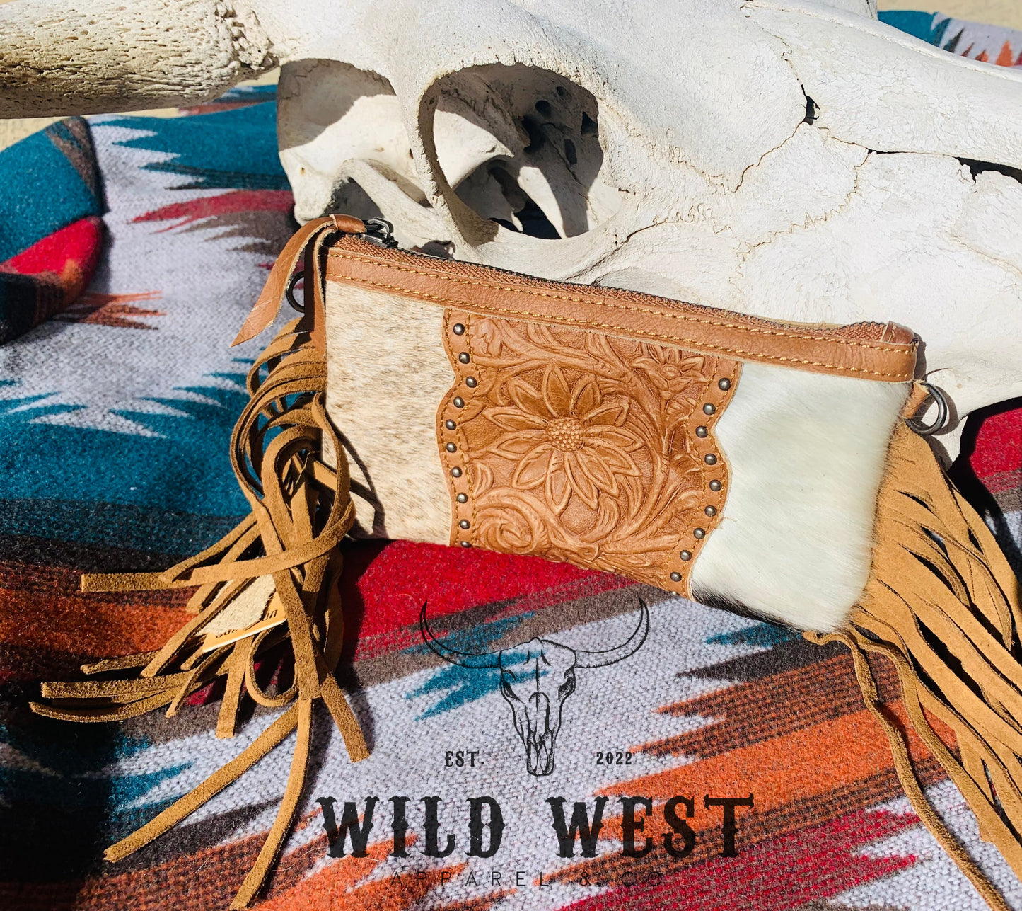 Sunflower Fringe Cowhide Purse